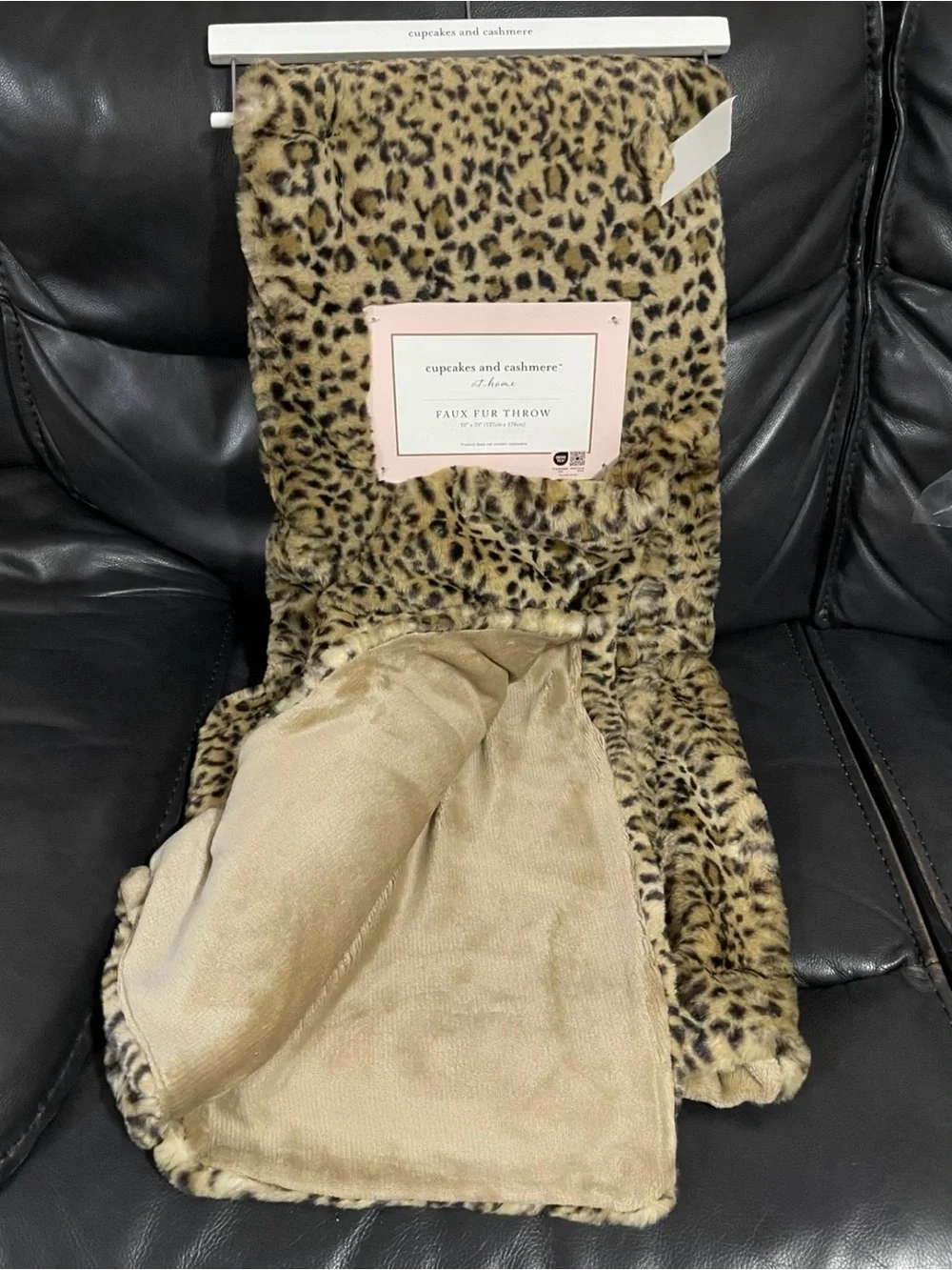 Cupcakes and Cashmere Faux Fur Throw Leopard